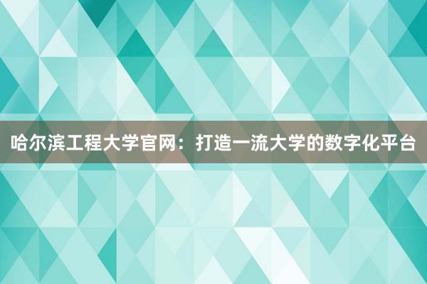哈尔滨工程大学官网：打造一流大学的数字化平台